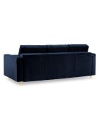 Canapé Convertible avec Coffre de rangement Santo 3 Places en Velours bleu roi - 225x100x96 cm